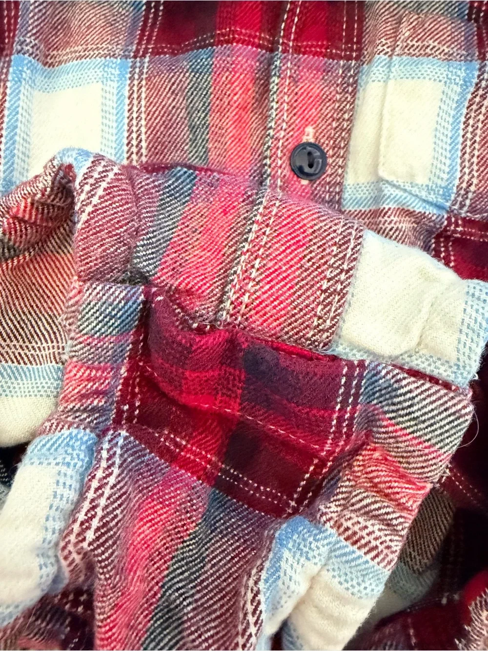 Baby GAP Pendleton Red/White/Blue Plaid Flannel Button-Up Baby Onesie 6-12 mo